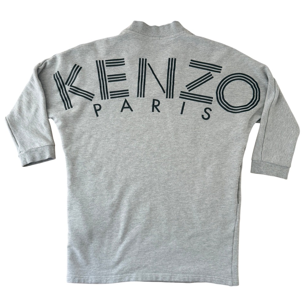 Vintage Kenzo Paris Sweatshirt Gray Oversized Logo Spellout Made Portugal 90s